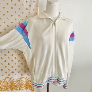 Vintage 80s Track Jacket Colorblock Active Wear Made in Japan M/L